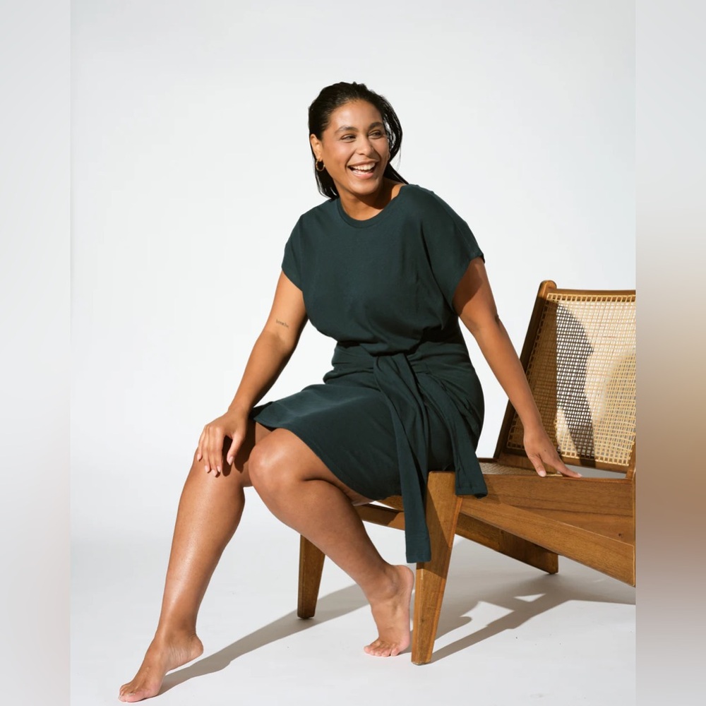 Universal Standard Misa sea green Tie-Waist Dress